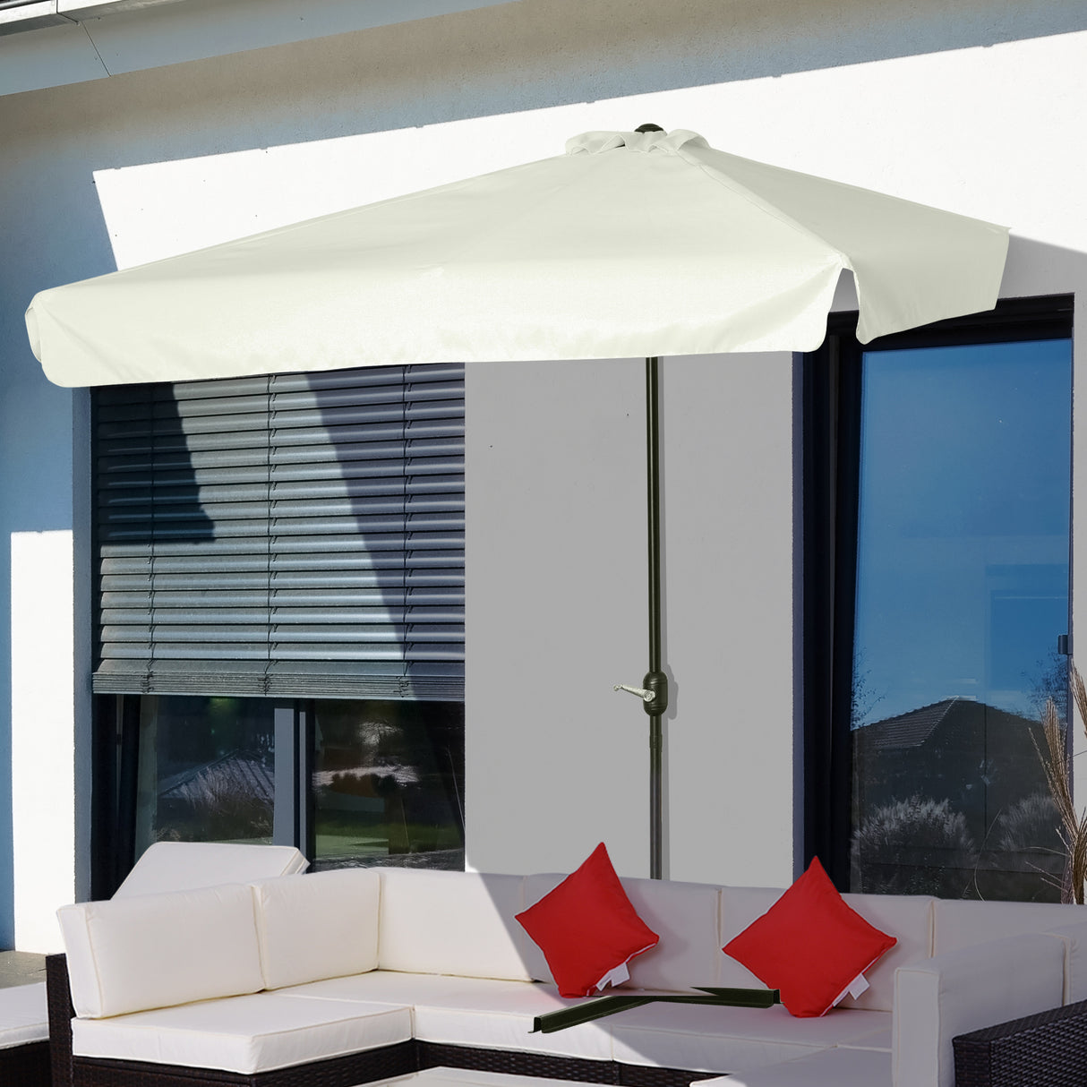 easycomfort easycomfort ombrellone semicircolare per parete da terrazza e giardino con manovella 2 5x2 3m crema