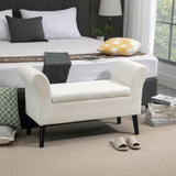 easycomfort easycomfort panca contenitore con braccioli in tessuto effetto velluto e legno 111 5x41x65 cm bianco crema