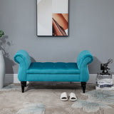 easycomfort easycomfort panca fondoletto in stile vintage struttura in legno e seduta imbottita stile chesterfield azzurra 117 x 40 x 58cm ean 8055776914985