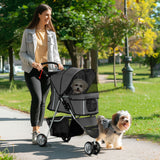 easycomfort easycomfort passeggino per cani pieghevole con portabicchieri e cestino in acciaio e poliestere 75x45x97 cm grigio carbone