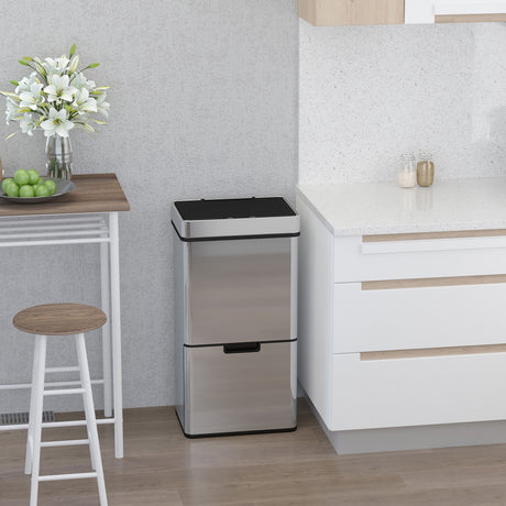 easycomfort easycomfort pattumiera 72l a 3 scomparti con sensore infrarossi e apertura automatica in acciaio e abs 42x30x81 cm