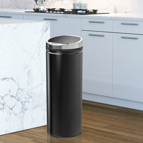 easycomfort easycomfort pattumiera automatica con sensore a infrarossi e capacita 50l acciaio inox e plastica nero 30 5x30 5x81 5cm