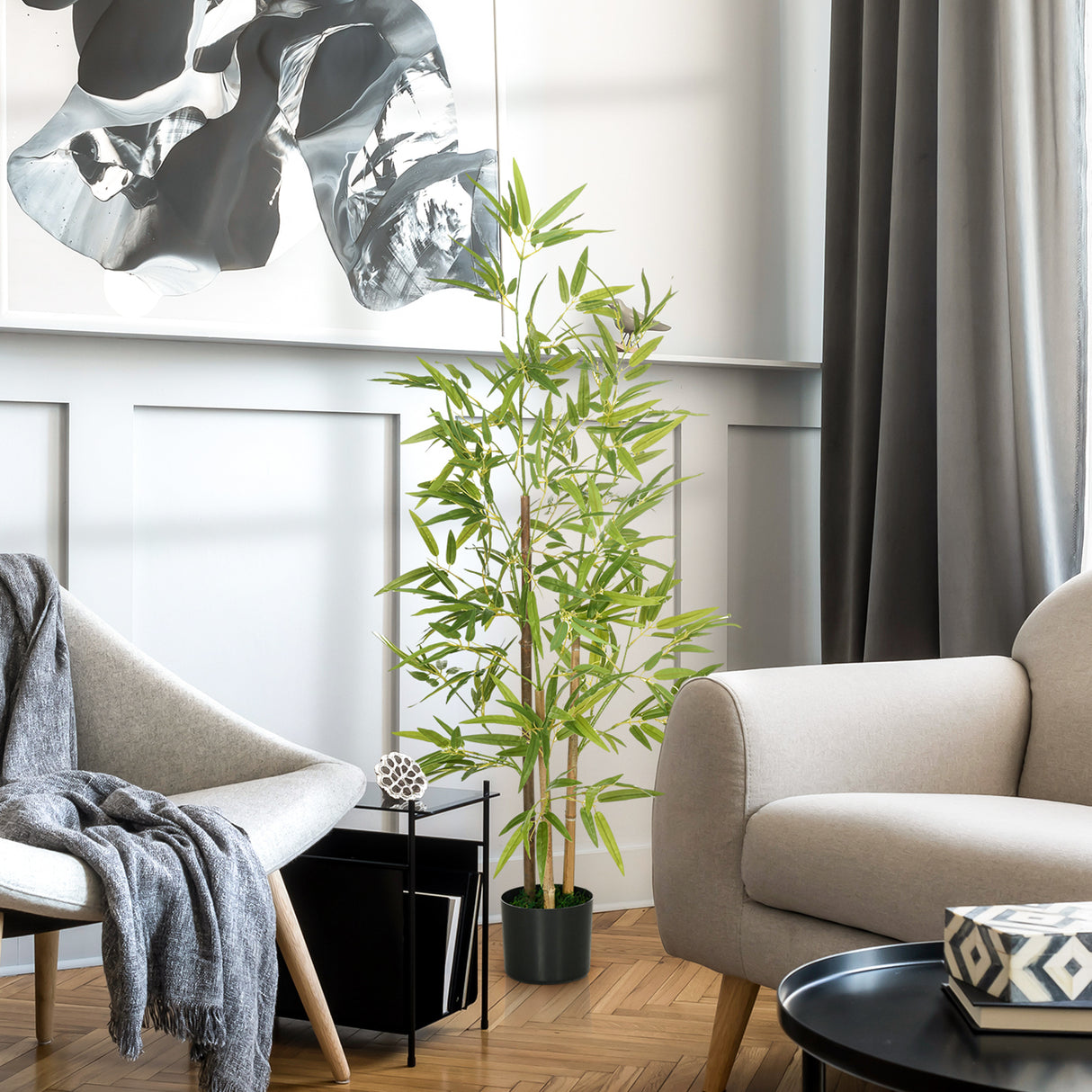 easycomfort easycomfort pianta artificiale di bambu alta 120cm da interno con vaso incluso