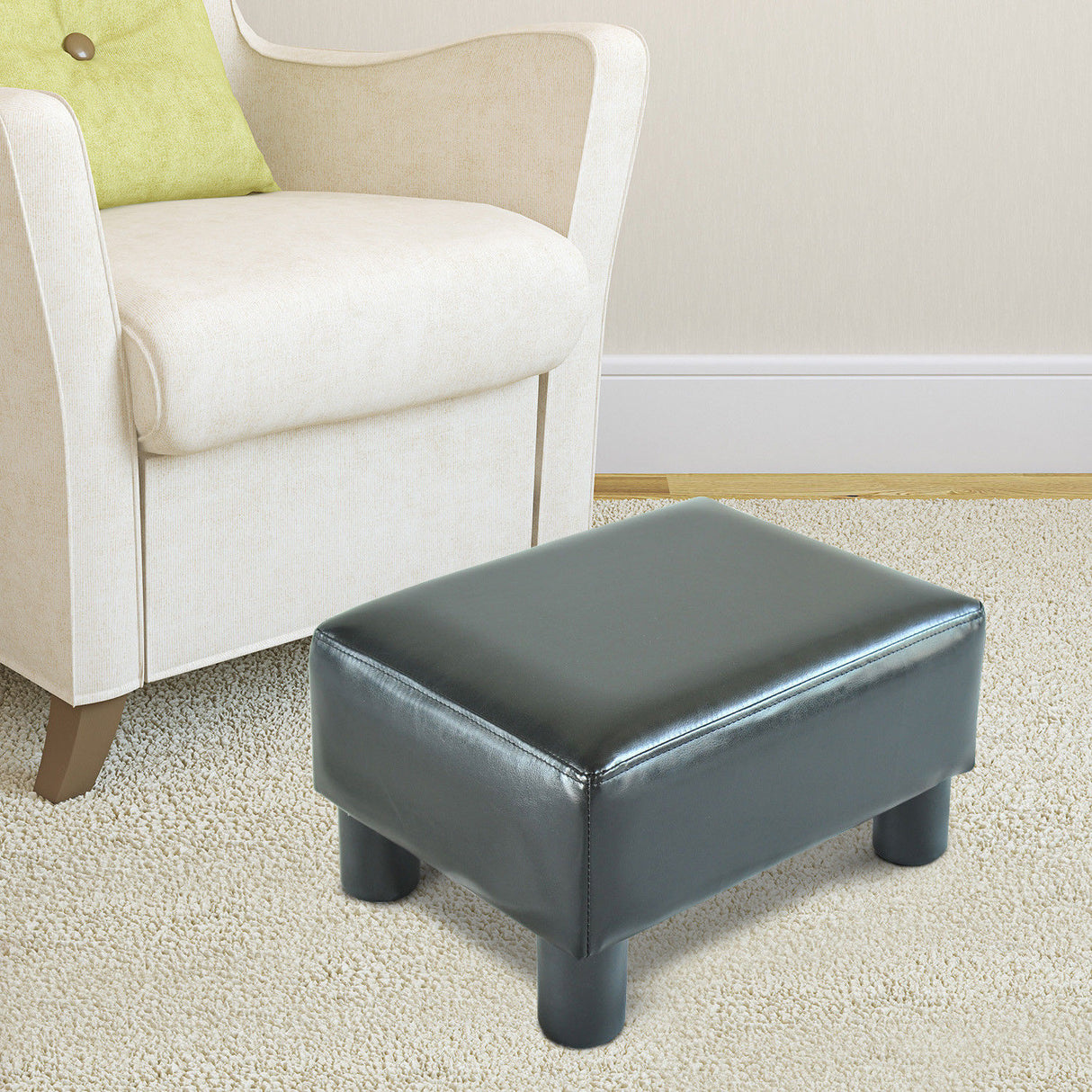 easycomfort easycomfort poggiapiedi divano rettangolare poggiapiedi pouf imbottito e rivestito in finta pelle max 100kg per soggiorno e ingresso 40x30x24 cm nero