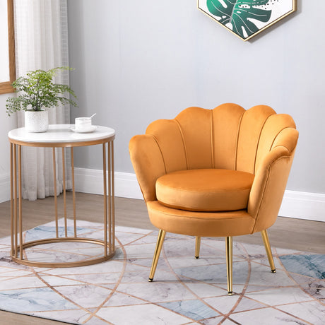easycomfort easycomfort poltrona a conchiglia poltroncina vintage poltroncina da camera e salotto design elegante con schienale alto 76x67x74cm giallo ean 8055776910246