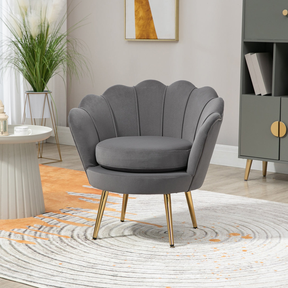 easycomfort easycomfort poltrona a conchiglia poltroncina vintage poltroncina da camera e salotto design elegante con schienale alto 76x67x74cm grigio
