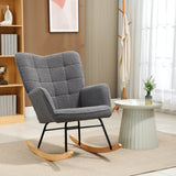 easycomfort easycomfort poltrona a dondolo imbottita in legno e acciaio per soggiorno e camera da letto 71x98x101 cm grigio scuro