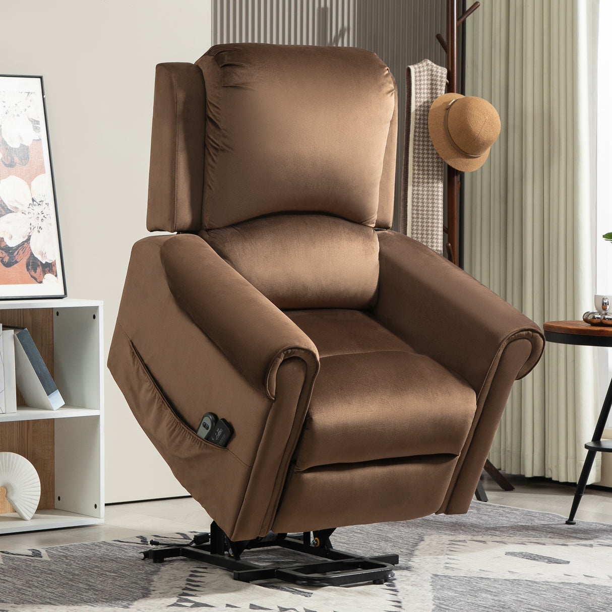 easycomfort easycomfort poltrona alzapersona reclinabile a 135 e massaggiante con telecomando 88x92x106 cm marrone scuro