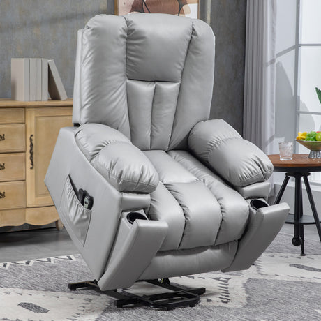 easycomfort easycomfort poltrona alzapersona reclinabile con 8 punti massaggianti e telecomando in microfibra 94x96x106 cm grigio