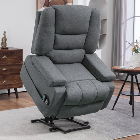 easycomfort easycomfort poltrona alzapersona reclinabile con 8 punti massaggianti in tessuto effetto lino 97x90x102 cm grigio