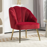 easycomfort easycomfort poltrona in velluto a conchiglia stile art deco per camera e soggiorno acciaio 63x65x84 cm rosso