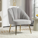easycomfort easycomfort poltrona in velluto da camera e salotto a conchiglia stile art deco acciaio 63x65x84 cm grigio