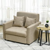 easycomfort easycomfort poltrona letto in tessuto effetto velluto marrone chiaro con 2 cuscini e spazio portaoggetti 100x98x88 cm