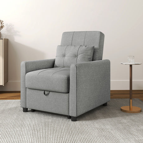 easycomfort easycomfort poltrona letto singolo reclinabile su 3 livelli con cuscino extra 69x82x85cm grigio chiaro