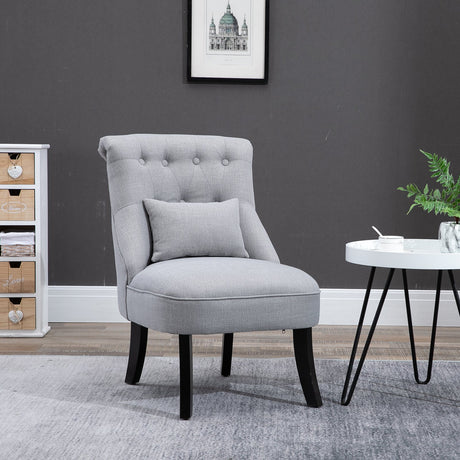 easycomfort easycomfort poltrona per salotto imbottita con cuscino e piedini antiscivolo poltrona darredo in tessuto effetto lino e legno 52 5x69x77 cm grigio ean 8054144134956