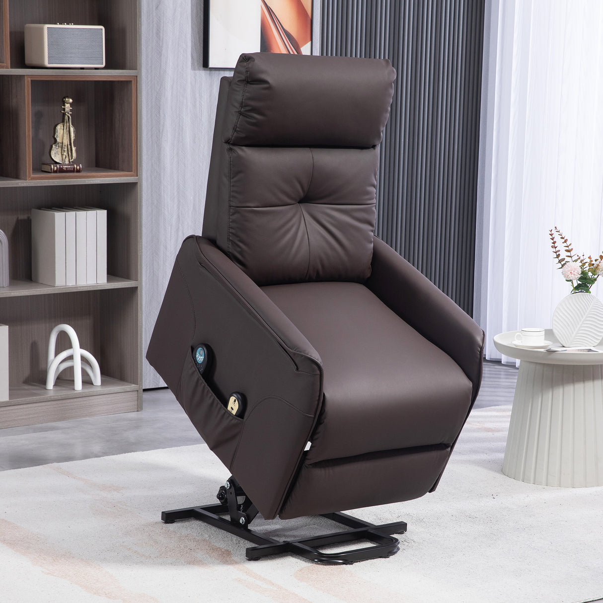 easycomfort easycomfort poltrona relax alzapersona e reclinabile con 8 punti massaggio e riscaldamento 2 telecomandi marrone