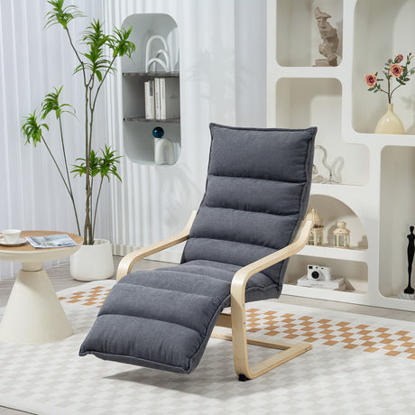 easycomfort easycomfort poltrona relax in legno con rivestimento in velluto e poggiapiedi regolabile grigio scuro