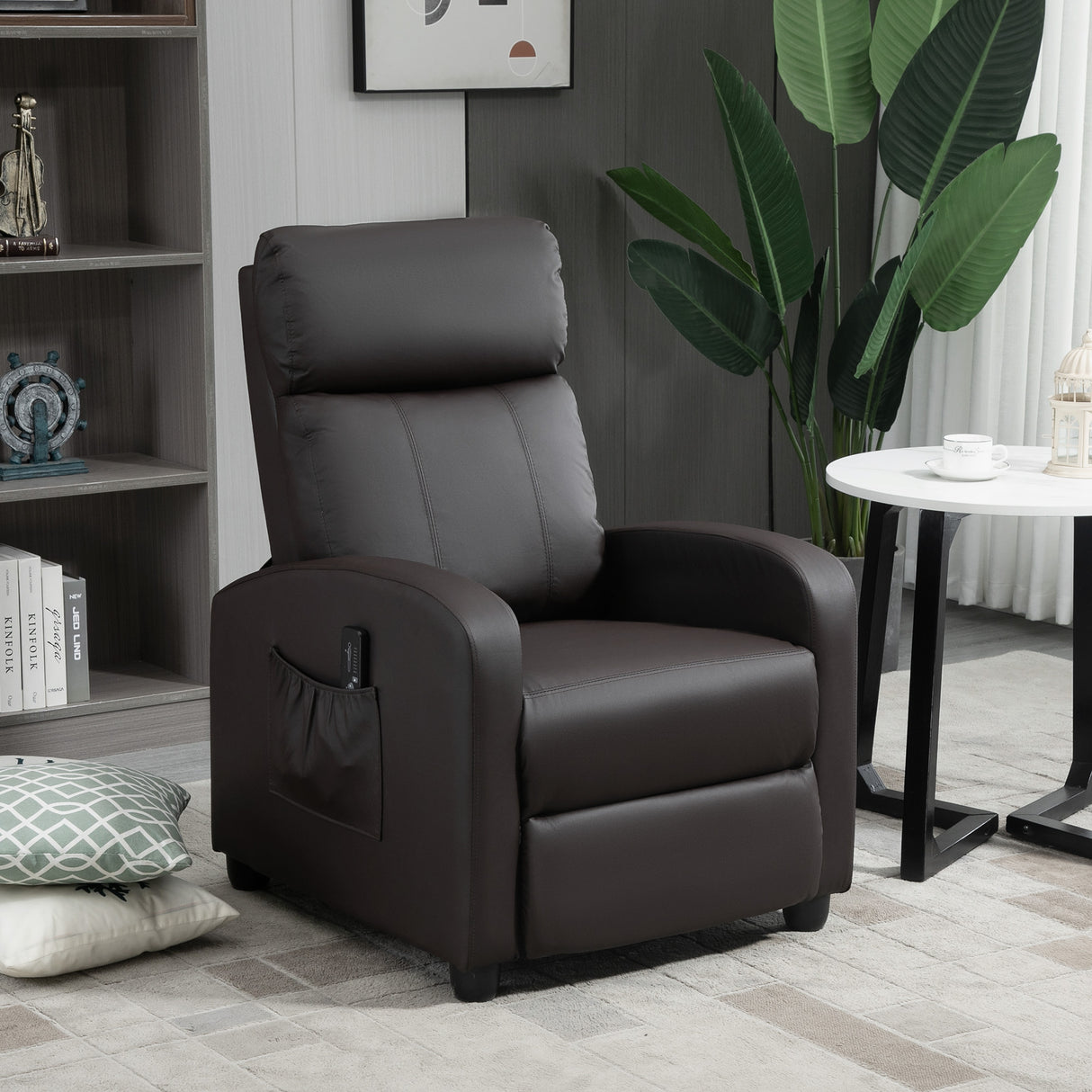 easycomfort easycomfort poltrona relax massaggiante con telecomando e 8 programmi reclinazione e poggiapiedi 68x88x98cm marrone