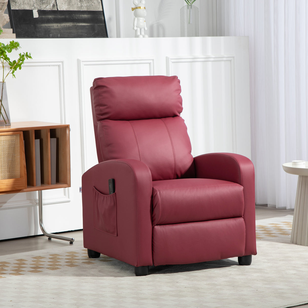 easycomfort easycomfort poltrona relax massaggiante con telecomando e 8 programmi reclinazione e poggiapiedi rosso
