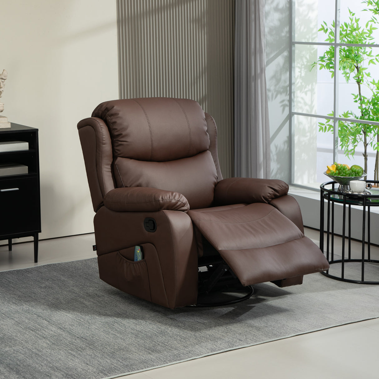easycomfort easycomfort poltrona relax reclinabile con 8 punti massaggianti riscaldanti e poggiapiedi 97x92x104 cm marrone