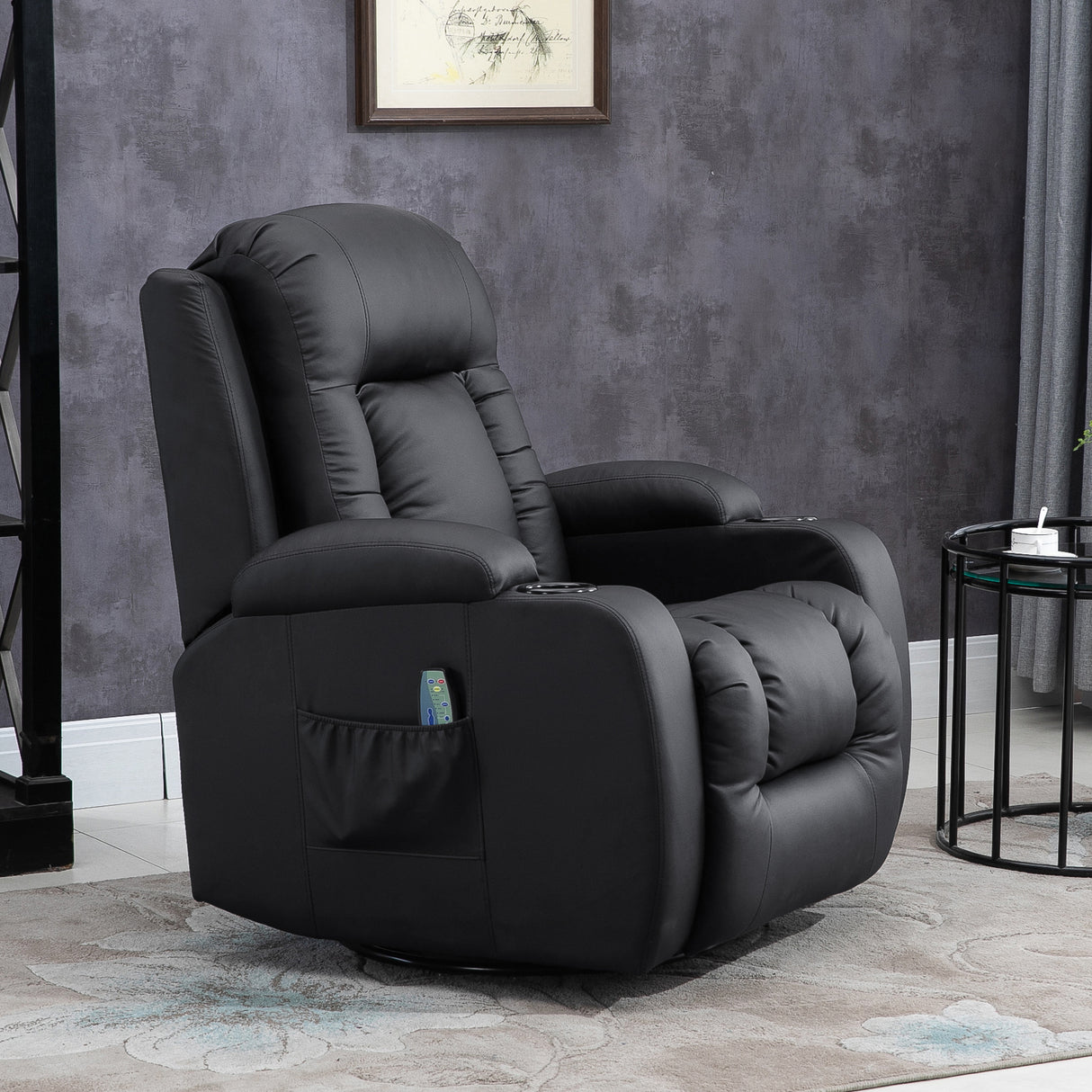 easycomfort easycomfort poltrona relax reclinabile fino 150 in finta pelle con 8 punti massaggio e riscaldamento nero