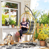 easycomfort easycomfort poltrona sospesa e pieghevole con cuscini in acciaio e rattan pe 102x102x195 cm nera grigia e beige