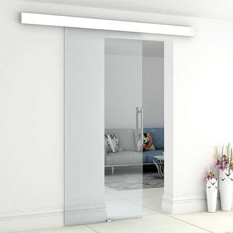 easycomfort easycomfort porta scorrevole in vetro trasparente con binario e maniglia in alluminio per bagno cucina studio 210x75x0 8cm ean 8054144133218