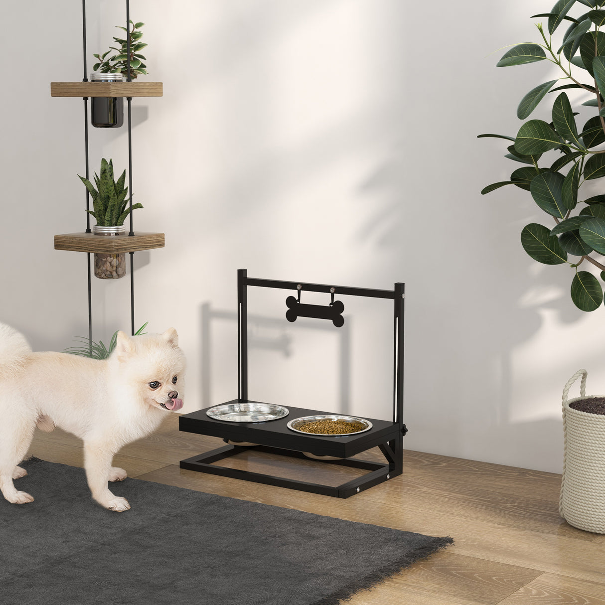 easycomfort easycomfort portaciotole per cani rialzata con altezza regolabile 2 ciotole in acciaio da 900ml nero