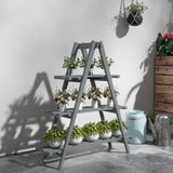 easycomfort easycomfort portapiante verticale 3 livelli a doghe in legno di abete 100x36x112 cm grigio