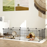easycomfort easycomfort recinto per animali modulabile con 12 pannelli 35x35 cm e bordi arrotondati in metallo e abs 140x70x35 cm nero