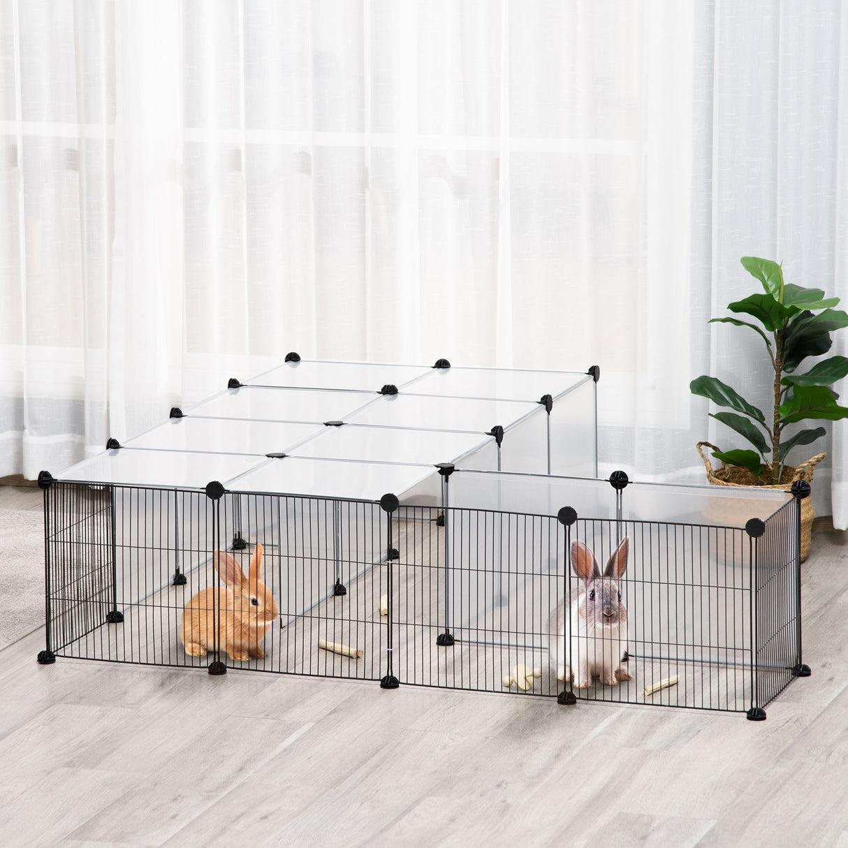 easycomfort easycomfort recinto per animali modulabile con pannelli 35x35 cm e accessori in acciaio e pp 140x70x70 cm nero