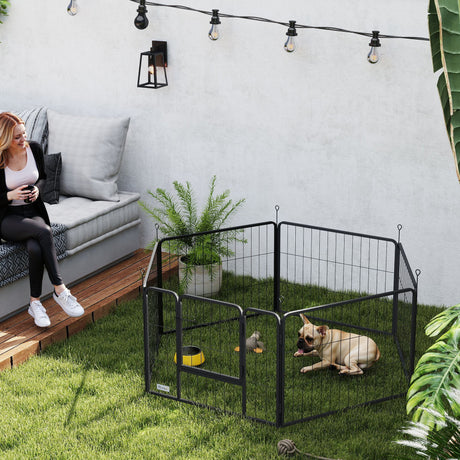 easycomfort easycomfort recinto per cani a 6 pannelli modulabili da 80x1 5x60 cm in acciaio nero con porta di ingresso