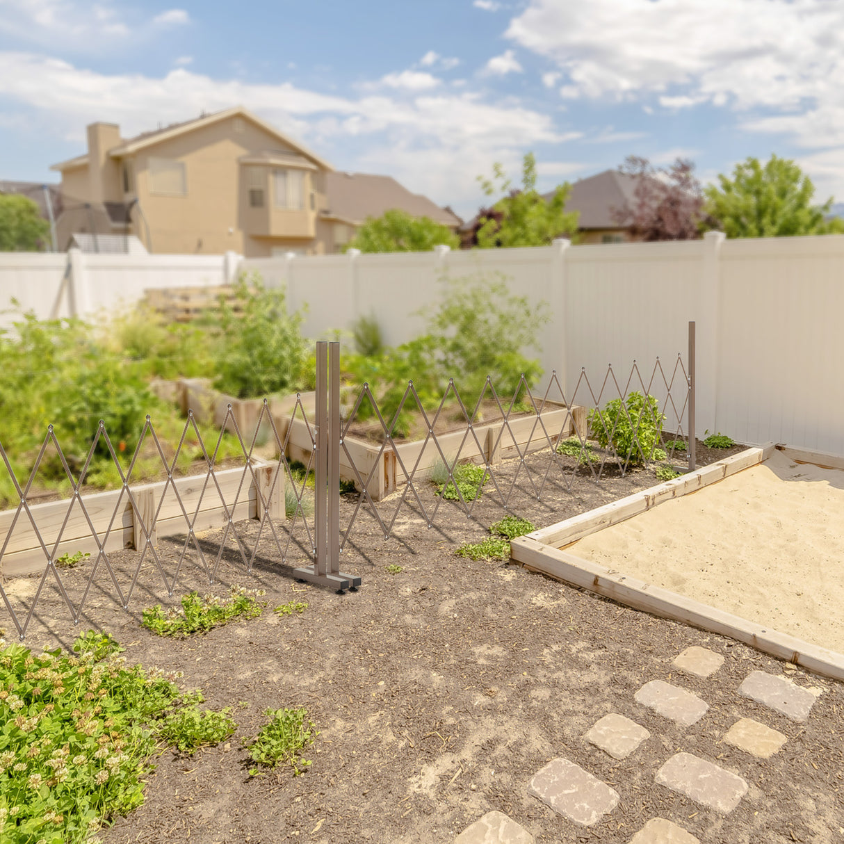 easycomfort easycomfort recinzione per giardino a larghezza regolabile in metallo e alluminio 300x31x103 5 cm marrone scuro