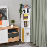 easycomfort easycomfort scaffale angolare da parete in legno bianco mobile libreria con 5 ripiani e armadietto giallo design moderno 29 8x29 9x147cm ean 8054144132952