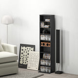 easycomfort easycomfort scaffale porta cd con 6 ripiani regolabili capacita di 260 cd120 dvd 33x24x140 cm nero