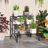easycomfort easycomfort scaffale porta piante a 3 livelli a scaletta per interno ed esterno in metallo 60x60x60 cm nero