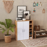 easycomfort easycomfort scarpiera slim da parete mobile multiuso con 2 ante e ripiani regolabili per camera da letto e ingresso in legno 80x32x91cm ean 8054144130194