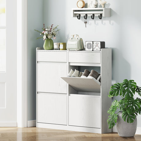 easycomfort easycomfort scarpiera slim in legno con 4 cassetti a ribalta e 2 cassetti scorrevoli 98x19 2x95 3 cm bianco