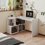 easycomfort easycomfort scrivania angolare moderna per ufficio con 4 ripiani in legno bianco 120x100x77 cm