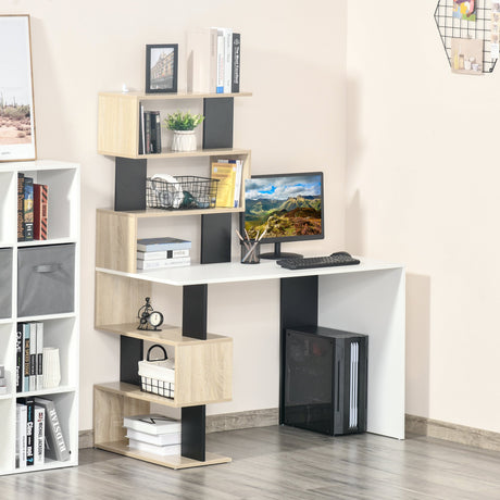 easycomfort easycomfort scrivania con libreria per camera scrivania ufficio scrivania porta pc in legno multicolore 120x60x148cm
