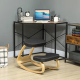 easycomfort easycomfort sedia inginocchiatoio con movimento a dondolo in tessuto effetto lino e legno di betulla 50x73x55 cm nero