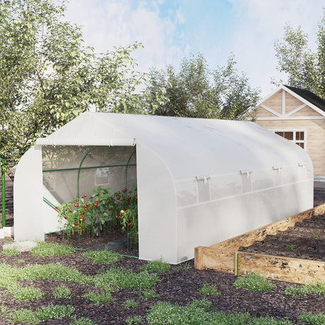 easycomfort easycomfort serra per orto 6x3x2m con 8 finestre e porta avvolgibile in acciaio e pp verde