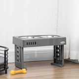easycomfort easycomfort set 2 ciotole per cani da 1 2l con gambe rimovibili in abs e acciaio 44x27 7x28 cm grigio e argento