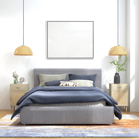 easycomfort easycomfort set 2 comodini per camera da letto con cassetto e anta in rattan stile boho colore legno