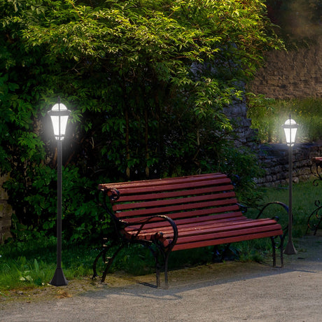easycomfort easycomfort set 2 lampioni solari per giardino con 2 led e accensione automatica nero