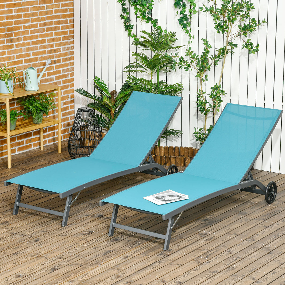 easycomfort easycomfort set 2 lettini sdraio reclinabili in alluminio e tessuto traspirante 66x165x102 cm blu e nero
