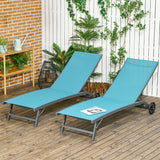 easycomfort easycomfort set 2 lettini sdraio reclinabili in alluminio e tessuto traspirante 66x165x102 cm blu e nero