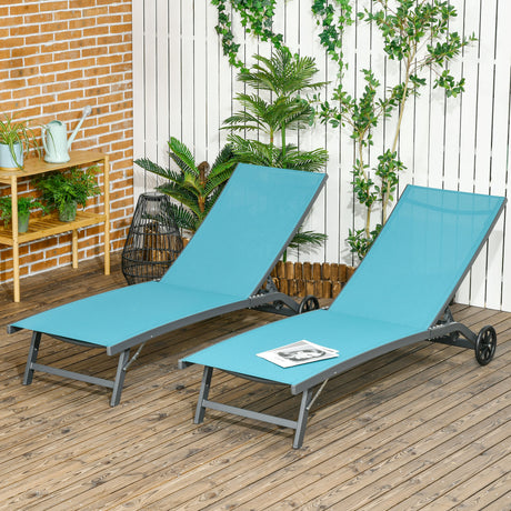 easycomfort easycomfort set 2 lettini sdraio reclinabili in alluminio e tessuto traspirante 66x165x102 cm blu e nero