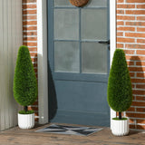 easycomfort easycomfort set 2 piante finte di cipresso con vasi 12x16 cm muschio e cemento in pe e plastica verde e bianco