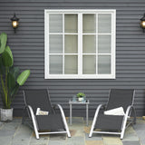 easycomfort easycomfort set 2 sdraio da giardino e tavolino con vetro lettino prendisole con tessuto traspirante 59 x 169 x 66cm nero grigio ean 8054144134192